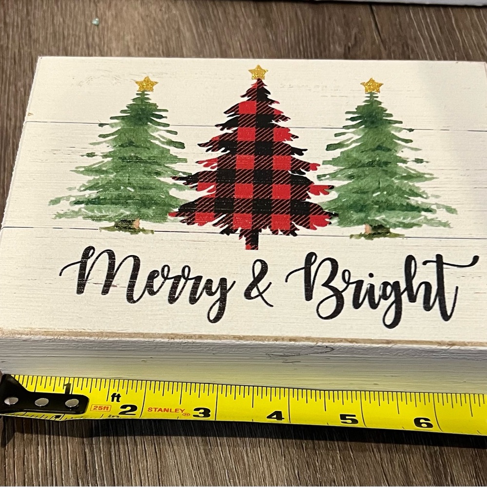 Cute “Merry Christmas” Wooden Tabletop Blocks- Set of 2-NWT - Picture 7 of 8